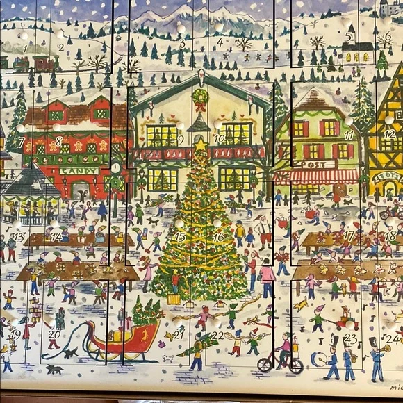 Wooden Advent Calendar - Festive Red - Picture 2 of 16